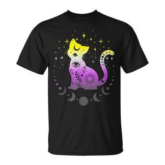 Nonbinary Pride Flag Colors Non-Binary Astronomy Cat Unisex T-Shirt | Mazezy
