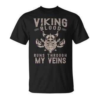Nordic Warrior Viking Blood Runs Through My Veins Viking T-Shirt - Seseable