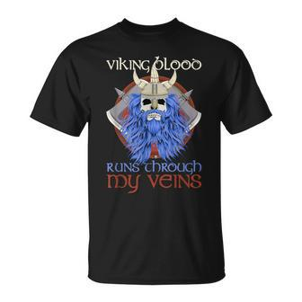 Norse Mythology Viking Blood Runs Through My Veins Viking T-Shirt - Seseable