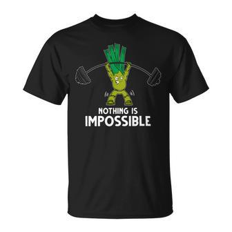 Nothing Is Impossible Leek Fitness Training Gym Vegan Unisex T-Shirt - Monsterry