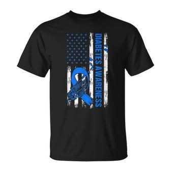 In November We Wear Blue Usa Flag Diabetes Awareness Month T-Shirt | Mazezy