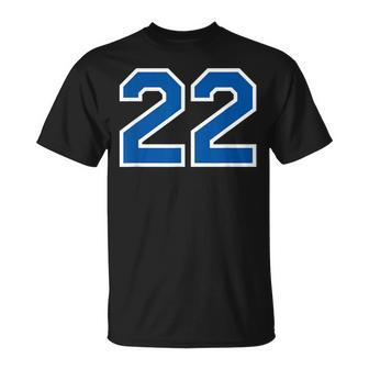 Number 22 Sports White Blue Lucky Number T-Shirt | Mazezy