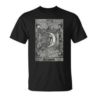 Occult The Moon Tarot Card Vintage Esoteric Horror Tarot T-Shirt | Mazezy