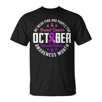 October Breast Cancer And Domestic Violence Awareness Month T-Shirt - Seseable