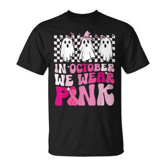 October We Wear Pink Ghost Halloween Breast Cancer T-Shirt