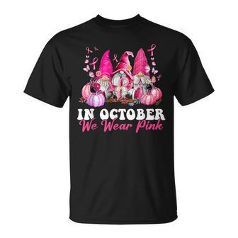 In October We Wear Pink Gnome Breast Cancer Awareness T-Shirt - Thegiftio UK