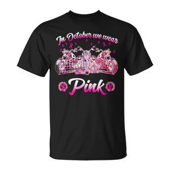 In October We Wear Pink Motorcycles Biker T-Shirt | Mazezy CA