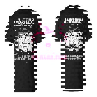 In October We Wear Pink Retro Ghosts Halloween Breast Cancer T-Shirt | Seseable CA