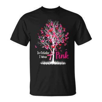 In October We Wear Pink Tree Ribbon Breast Cancer Awareness T-Shirt