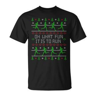 Oh What Fun It Is To Run Ugly Christmas Sweater Party T-Shirt - Monsterry CA