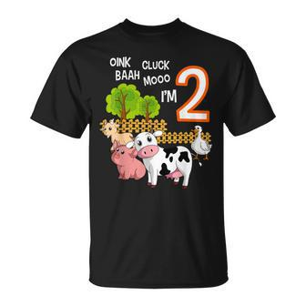Oink Cluck Baah Mooo I'm 2 Farm Animal 2Nd Birthday Party T-Shirt - Monsterry UK