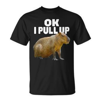Ok I Pull Up Capybara Funny Capybara Lover Dank Meme Unisex T-Shirt - Seseable