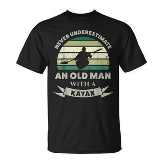 Old Man With A Kayak Dad T-Shirt | Mazezy