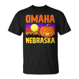 Omaha Nebraska Happy Halloween Party Local City Pride Love Unisex T-Shirt | Mazezy
