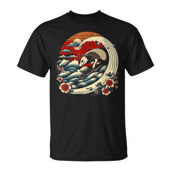 Opossum Japanese Wave Funny Vintage Possum Lover Unisex T-Shirt - Seseable