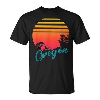 Oregon Coast Sunset Surf Waves And Rocks T-Shirt | Mazezy