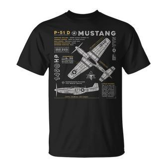 P-51 Mustang Wwii Fighter Plane Us Military Aviation Design Unisex T-Shirt - Monsterry