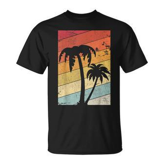 Palm Tree Retro Tropical Beach T-Shirt | Mazezy