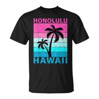 Palm Tree Vintage Family Vacation Hawaii Honolulu Beach T-Shirt