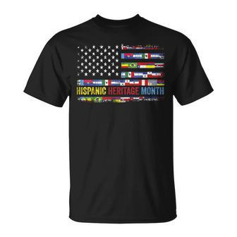 Hispanic Heritage Month All Countries Flag Heart Hands T-Shirt | Mazezy
