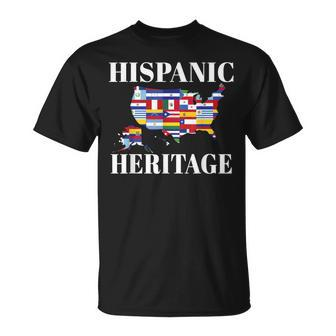 Hispanic Heritage Month All Countries Flag Inspiration Map T-Shirt | Mazezy
