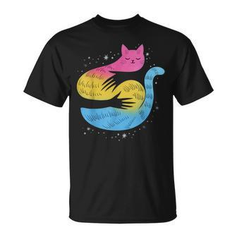Pansexual Cat Hug Lgbt Gay Pan Pride Flag Subtle Lgbtq Unisex T-Shirt | Mazezy