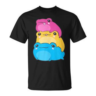 Pansexual Flag Color Frogs Subtle Pan Pride Lgbtq Aesthetic Unisex T-Shirt | Mazezy