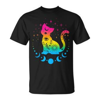 Pansexual Pride Flag Colors Astronomy Cat Unisex T-Shirt | Mazezy