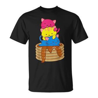 Pansexual Pride Flag Cute Cats On Pancakes Lgbt Pride Unisex T-Shirt | Mazezy