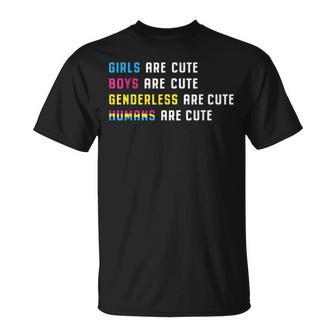 Pansexual Pride Girls Boys Genderless Humans Are Cute Lgbt Unisex T-Shirt | Mazezy DE