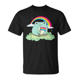 Pansexual Pride Pan Flag Cute Frog Subtle Lgbtq Unisex T-Shirt | Mazezy