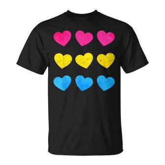 Pansexual Pride Pan Flag Hearts Subtle Lgbtq Unisex T-Shirt | Mazezy