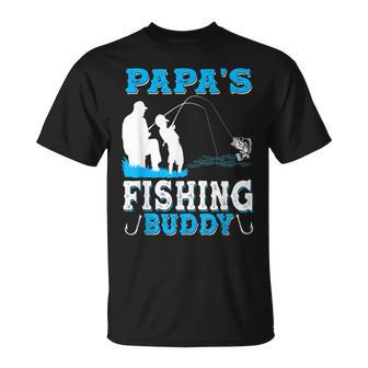 Papas Fishing Buddy For Grandpa Fisherman Kid Unisex T-Shirt - Seseable