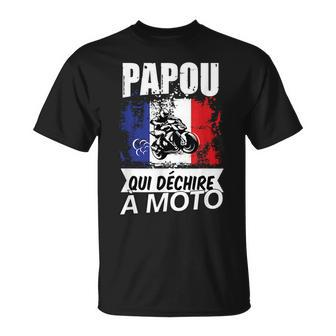 Papou Biker Mens Motorbike Gift Idea For Grandad Unisex T-Shirt | Mazezy