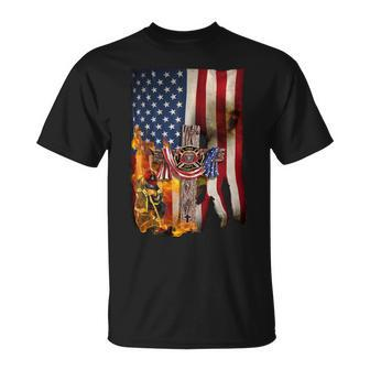 Patriot Day September 11 Firefighter God Bless Usa - Black Mug Unisex T-Shirt - Monsterry