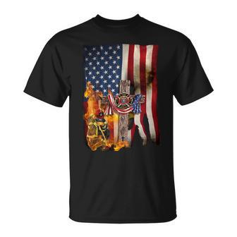 Patriot Day September 11 Firefighter God Bless Usa - Mens Standard Unisex T-Shirt - Monsterry