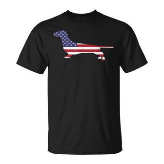 Patriotic 4Th Of July Weiner Dachshund Dog Unisex T-Shirt | Mazezy UK