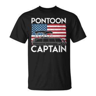 Patriotic Pontoon Captain Us American Flag Funny Boat Owner Unisex T-Shirt - Seseable