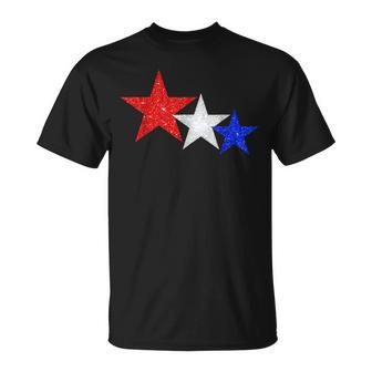 Patriotic Stars Sparkle Red White Blue American 4Th Of July Unisex T-Shirt | Mazezy