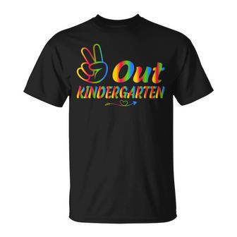 Peace Out Kindergarten Last Day Of Kindergarten Teacher T-shirt - Thegiftio UK