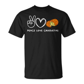 Peace Love Croquetas Retro Croquetas Lover Food Lover T-Shirt - Seseable