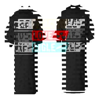 Peace Love Figle Musical Instrument Ophicleide Instrument T-Shirt | Mazezy