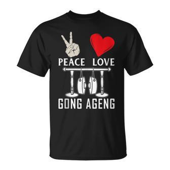 Peace Love Gong Ageng Indonesian Instrument Music T-Shirt | Mazezy UK