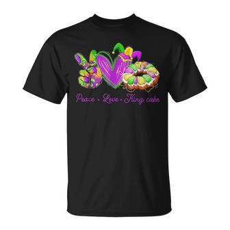 Peace Love King Cake Funny Mardi Gras Party Carnival Gifts King Funny Gifts Unisex T-Shirt | Mazezy