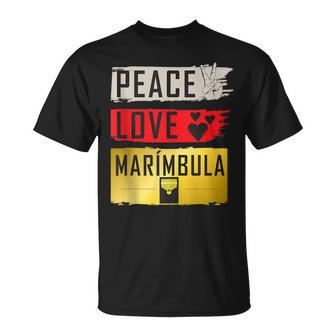 Peace Love Marímbula Musical Instrument Marímbula Players T-Shirt | Mazezy