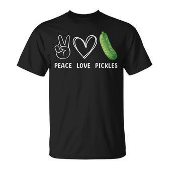 Peace Love Pickles Retro Pickles Lover Food Lover T-Shirt - Seseable
