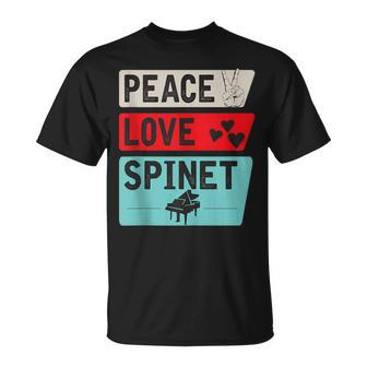 Peace Love Spinet Musical Instrument Spinet Harpsichord T-Shirt | Mazezy
