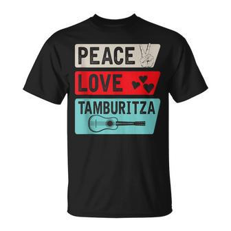 Peace Love Tamburitza Music Instrument Tamburitza Players T-Shirt | Mazezy UK