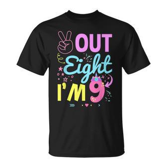 Peace Out 8 Im 9 Years Old 9Th Happy Birthday For Boy Girl Unisex T-Shirt | Mazezy