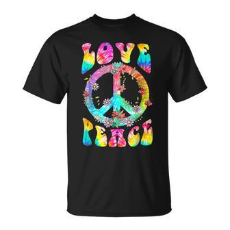 Peace Sign Love 60'S 70'S Tie Dye Hippie Costume T-Shirt - Monsterry UK